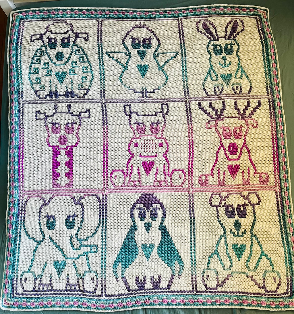 MOSAIC CROCHET PATTERN - CUTE ZOO - Pdf Digital download