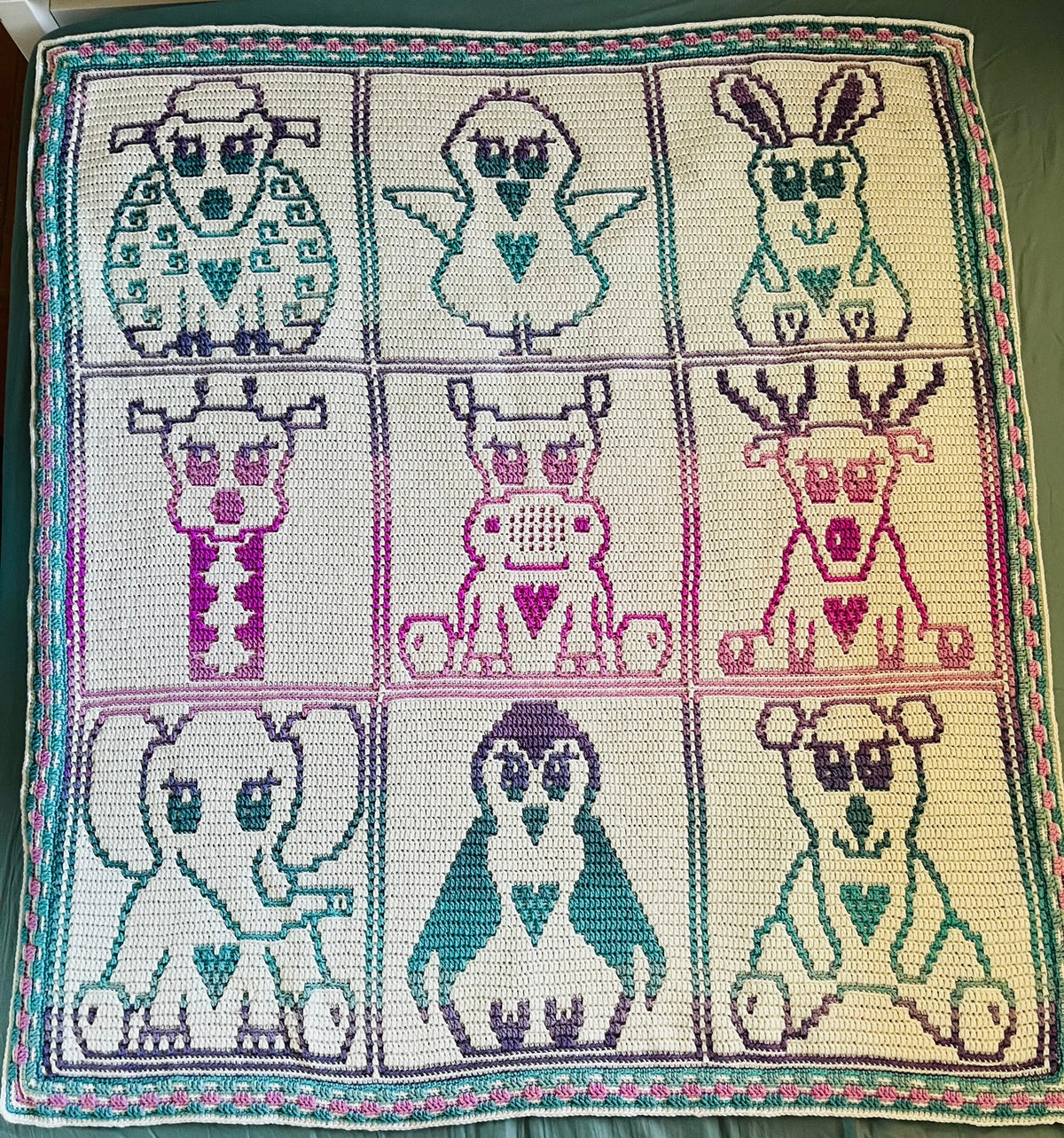MOSAIC CROCHET PATTERN - CUTE ZOO - Pdf Digital download