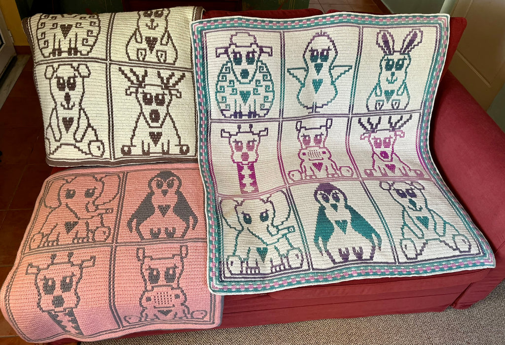 MOSAIC CROCHET PATTERN - CUTE ZOO - Pdf Digital download