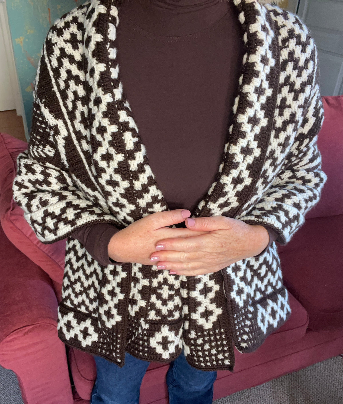 MOSAIC CROCHET PATTERN - CROSSED ZIGZAGS - Pdf Digital Download