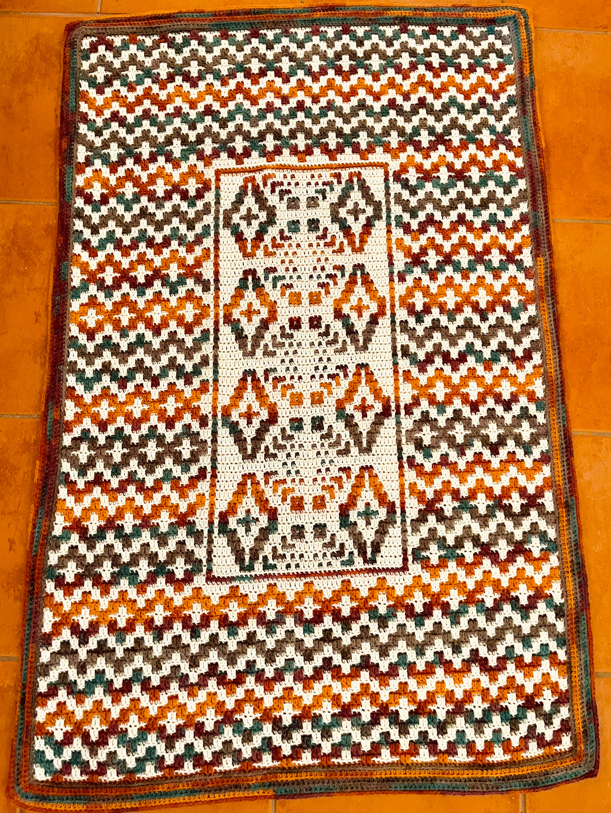 MOSAIC CROCHET PATTERN - CROSSED ZIGZAGS - Pdf Digital Download
